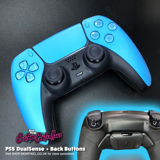 Starlight Blue PlayStation 5 DualSense with Back Buttons / Black Pro Grip