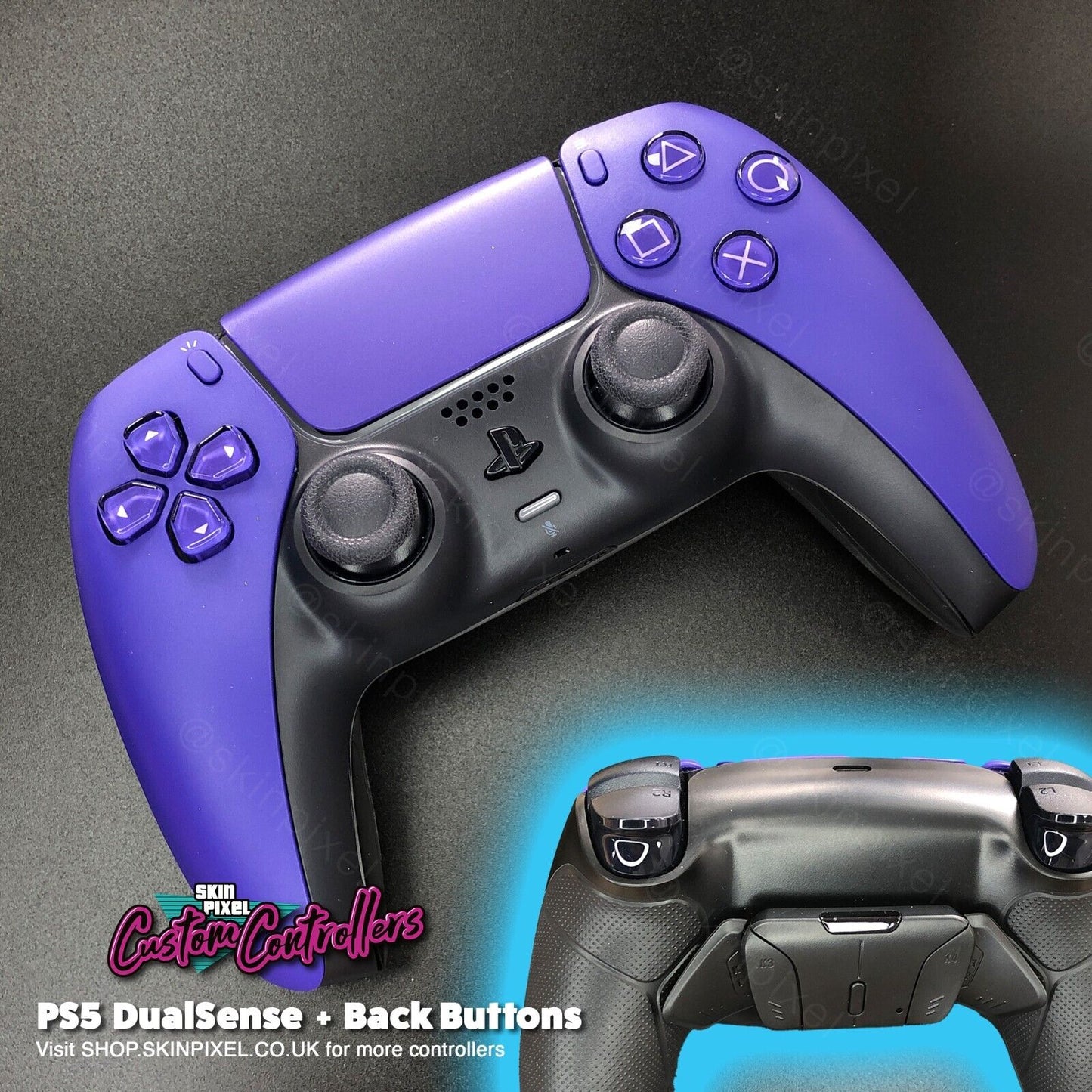 Galactic Purple PlayStation 5 DualSense with Back Buttons / Black Pro Grip
